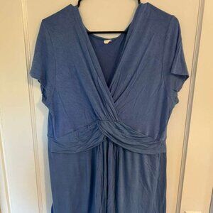 PinkBlush Draped Front Maternity Nursing Top, Blue, Size 2x